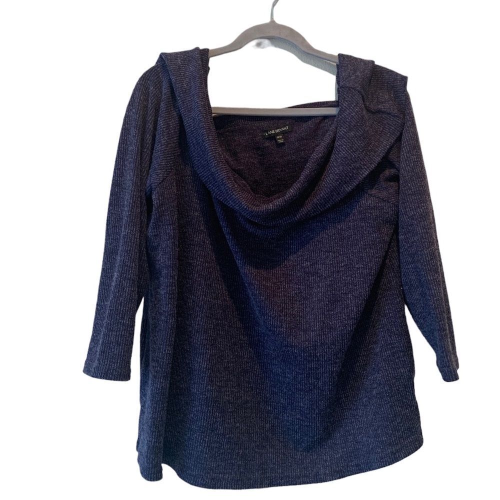 Lane Bryant Navy Marled Off The Shoulder Sweater Size 18/20